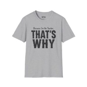 Because I'm the Teacher, That's Why T-Shirt in Sport Grey