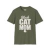 Black Cat Mom Halloween T-Shirt in Military Green