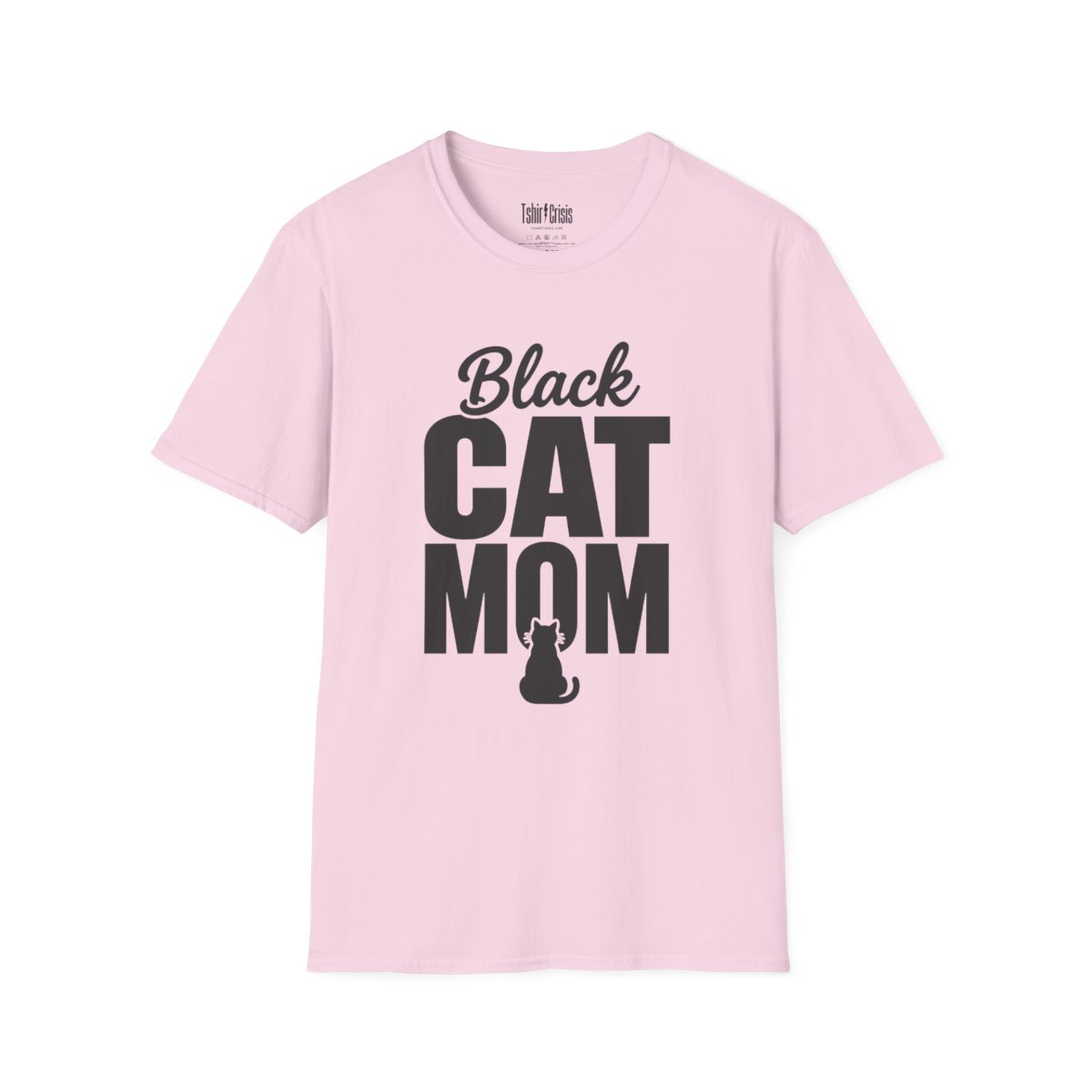 Black Cat Mom Halloween T-Shirt in Light Pink