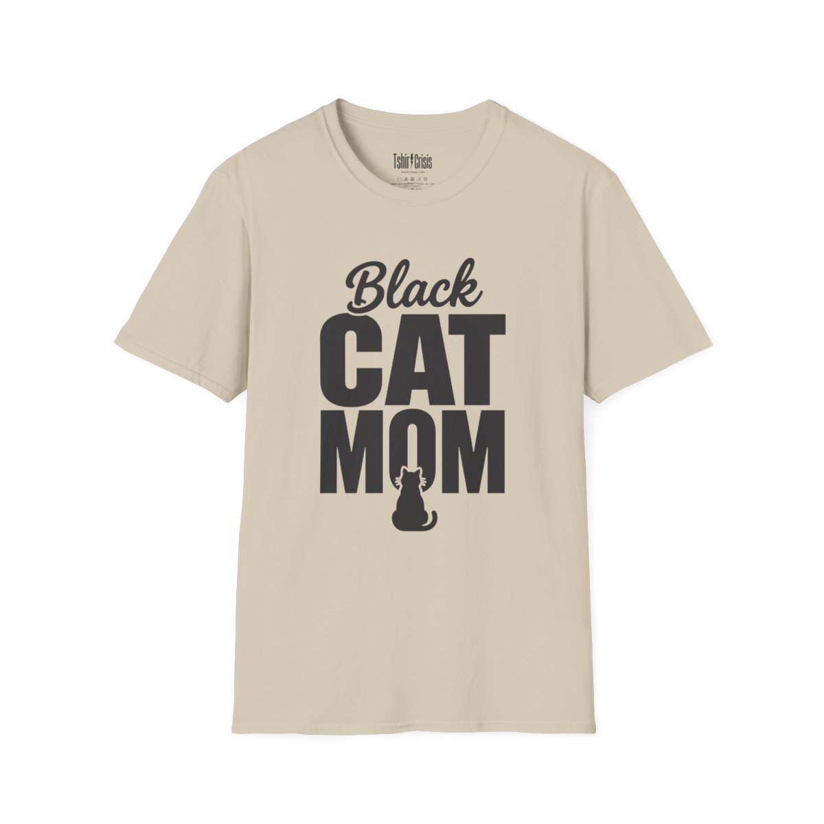 Black Cat Mom Halloween T-Shirt in Sand