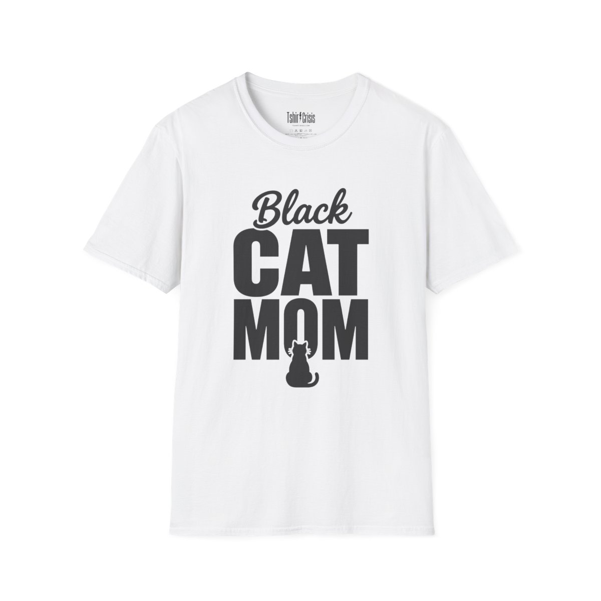 Black Cat Mom Halloween T-Shirt in White