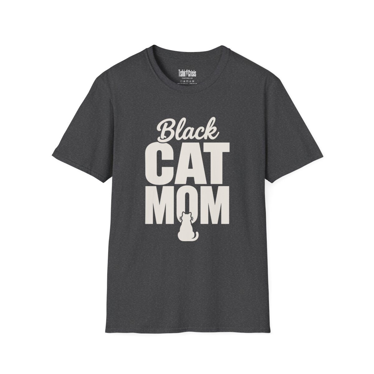 Black Cat Mom Halloween T-Shirt in Dark Heather