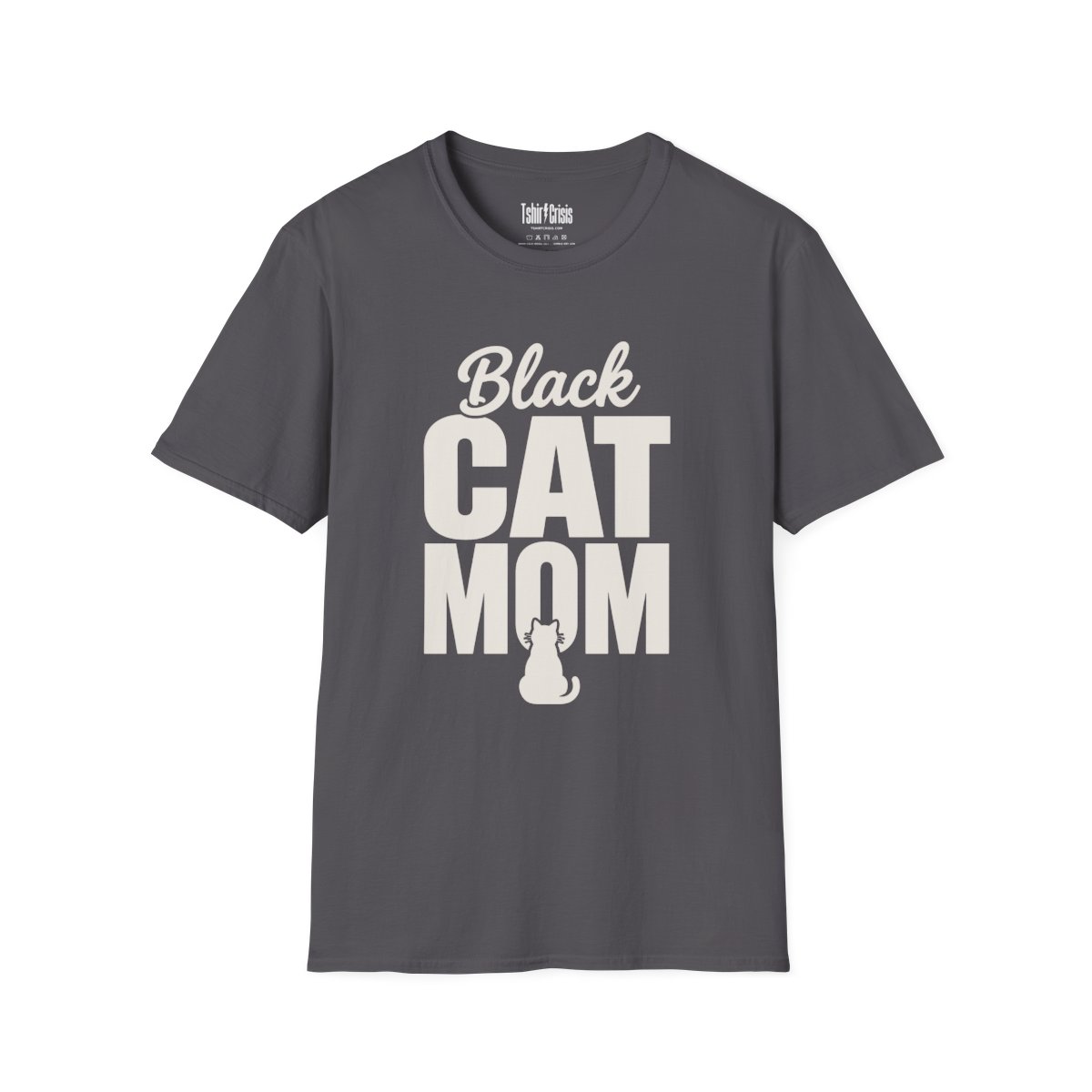 Black Cat Mom Halloween T-Shirt in Charcoal