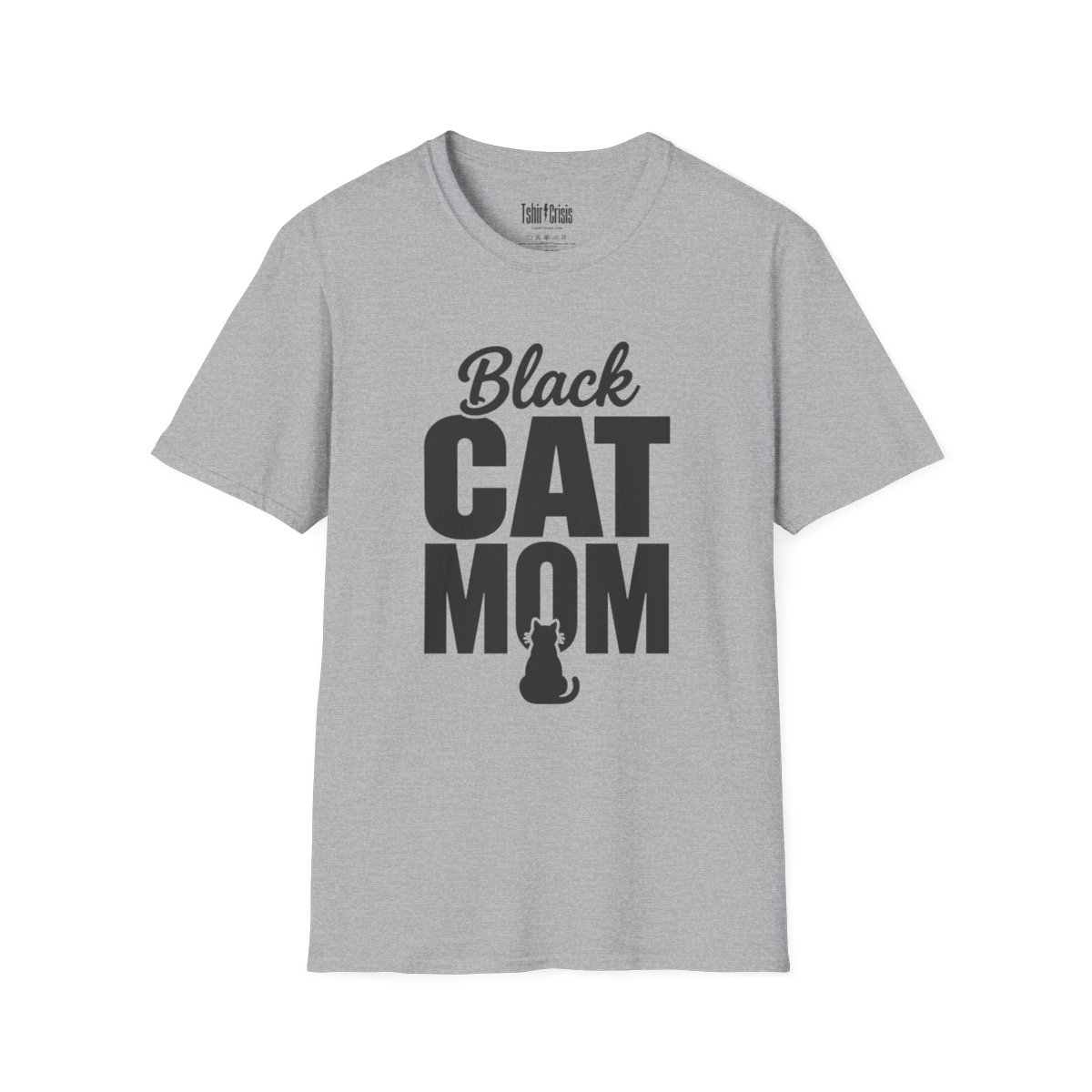 Black Cat Mom Halloween T-Shirt in Sport Grey