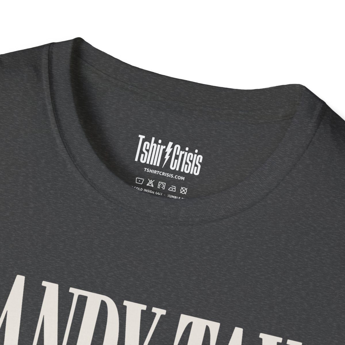 Candy Tax Collector Halloween T-Shirt in Dark Heather, branded inside neck label