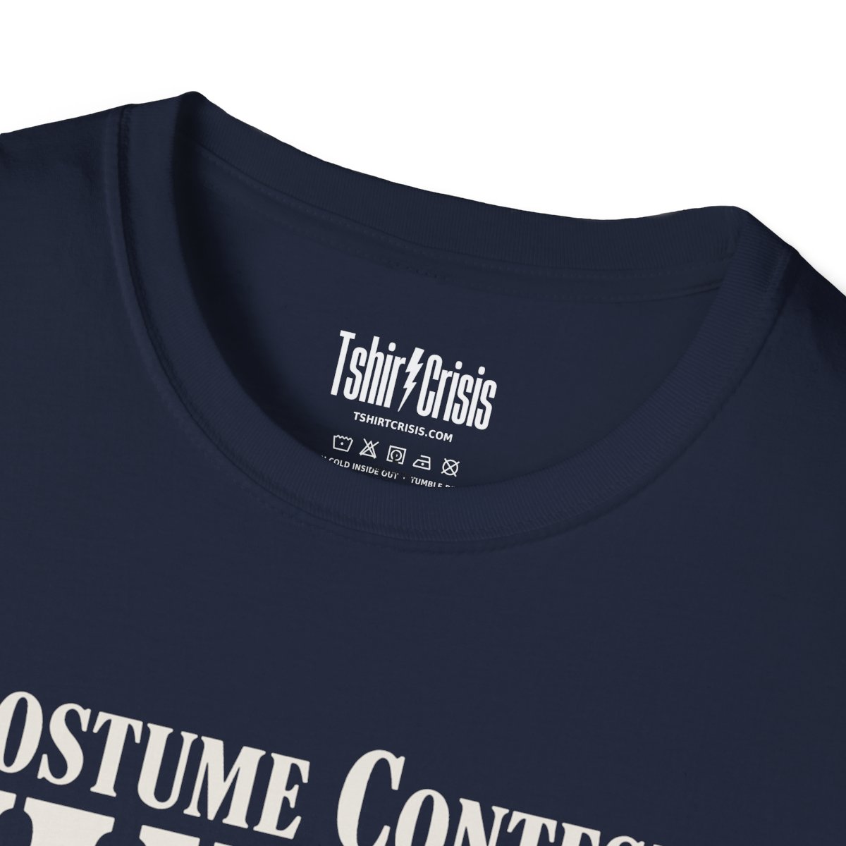 Costume Contest Judge Halloween T-Shirt in Navy, branded inside neck label