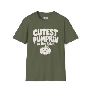 Cutest Pumpkin in the Patch Halloween T-Shirt in Military Green