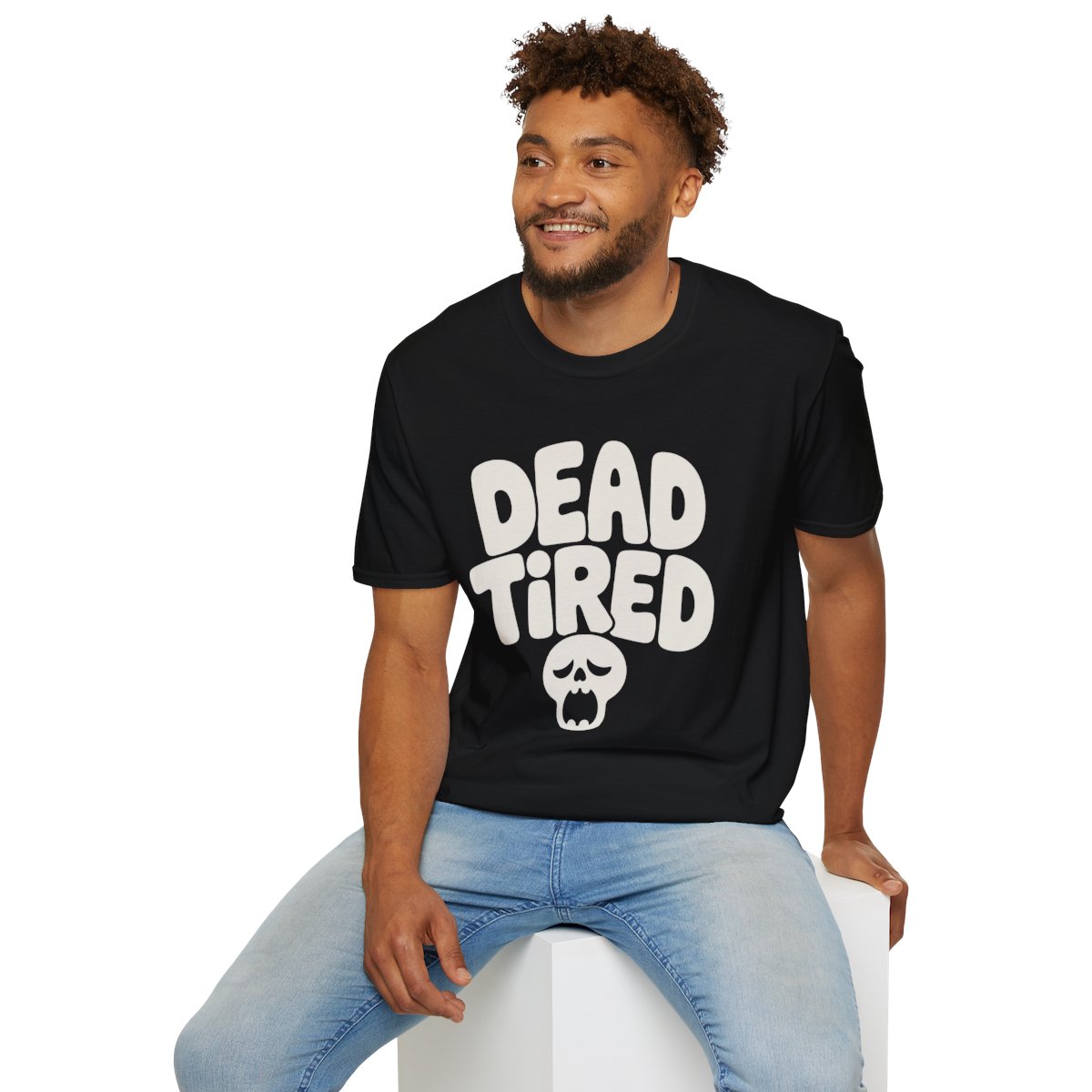 Dead Tired Halloween T-Shirt in Black, worn by a model (lifestyle shot)