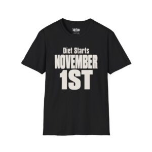 Diet Starts November 1st Halloween T-Shirt in Black
