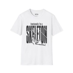 Emotionally I'm a Skeleton Halloween T-Shirt in White