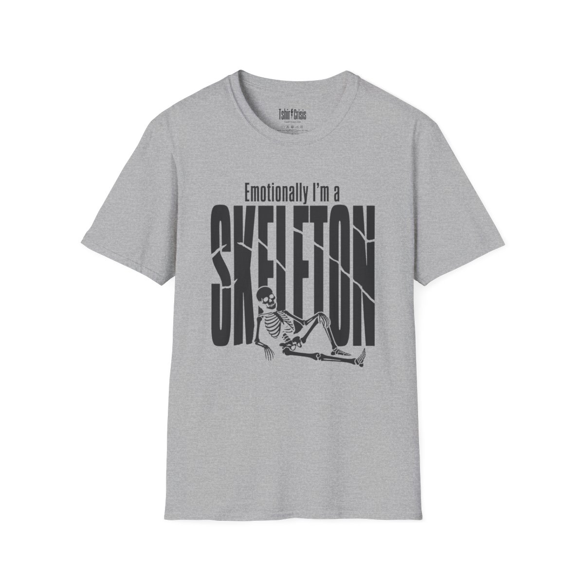 Emotionally I'm a Skeleton Halloween T-Shirt in Sport Grey