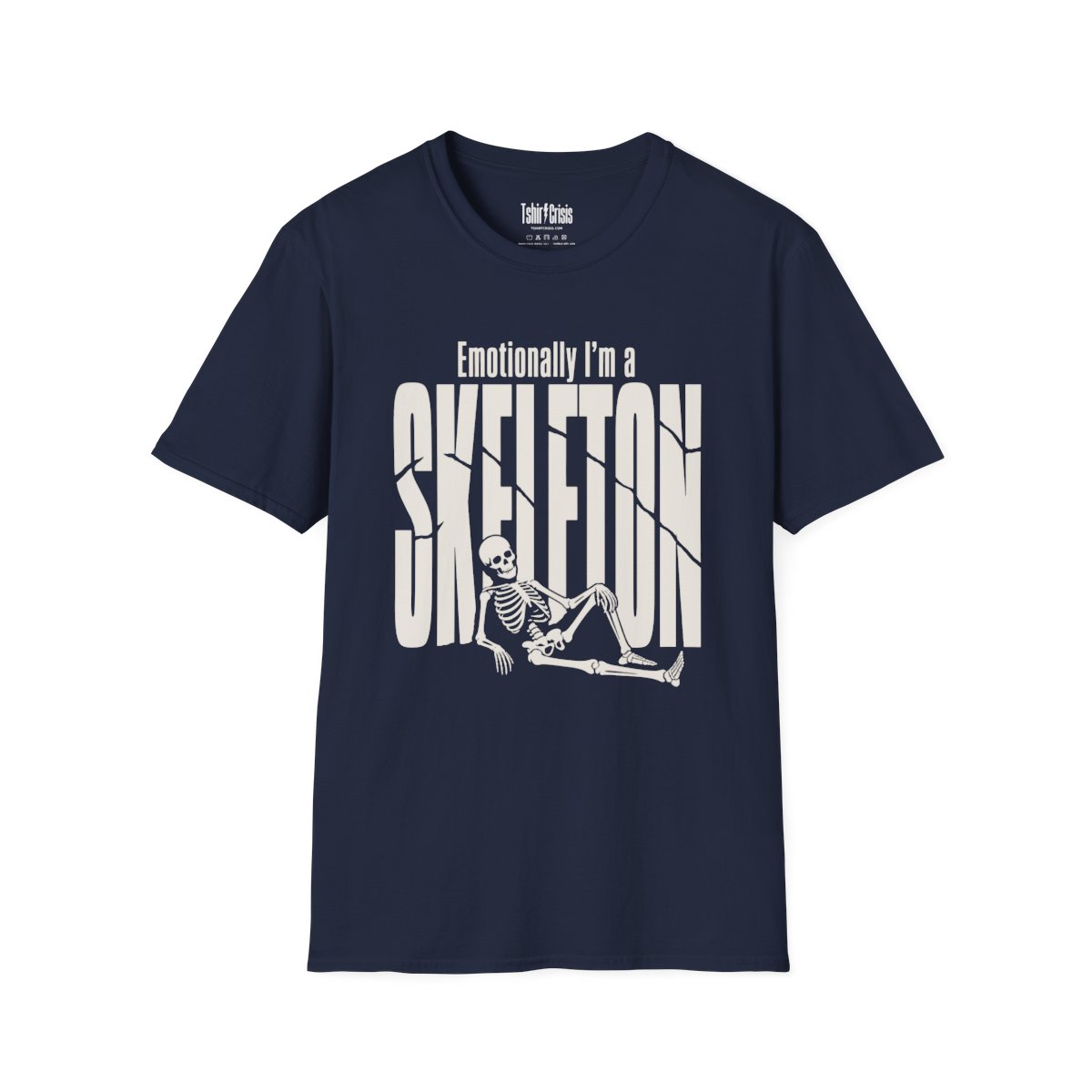 Emotionally I'm a Skeleton Halloween T-Shirt in Navy