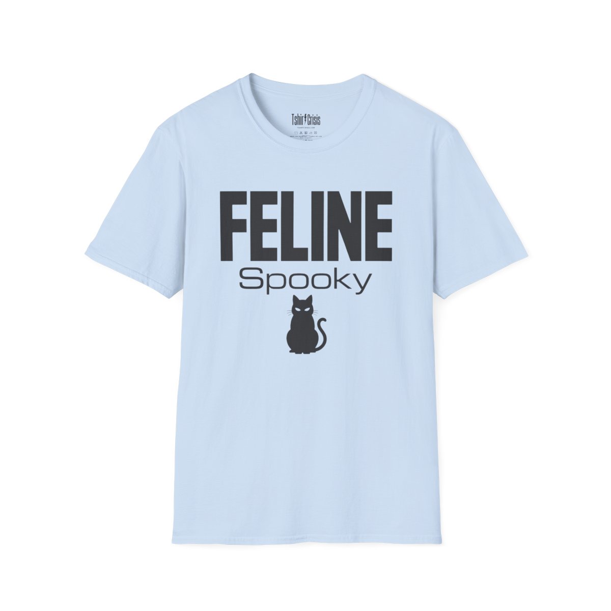 Feline Spooky Halloween T-Shirt in Light Blue
