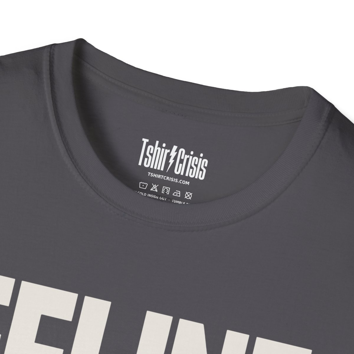 Feline Spooky Halloween T-Shirt in Charcoal, branded inside neck label