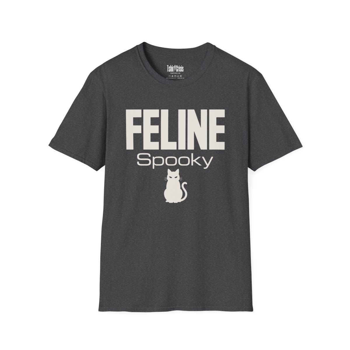 Feline Spooky Halloween T-Shirt in Dark Heather
