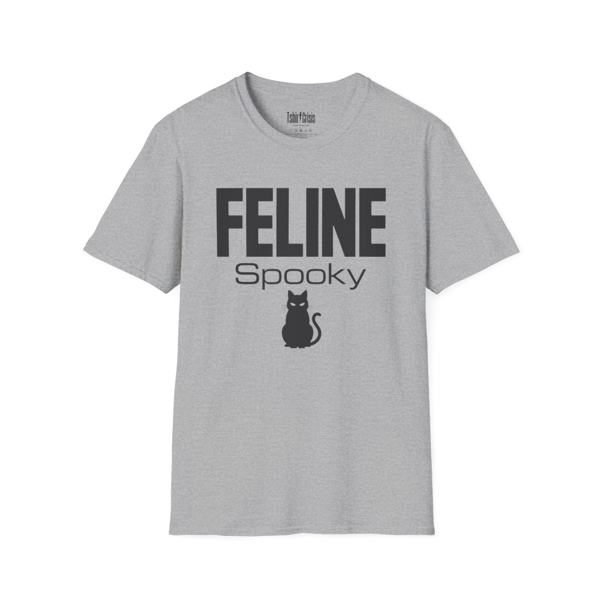 Feline Spooky Halloween T-Shirt in Sport Grey