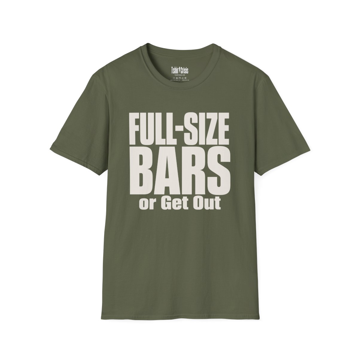 Full-Size Bars or Get Out Halloween T-Shirt in Military Green