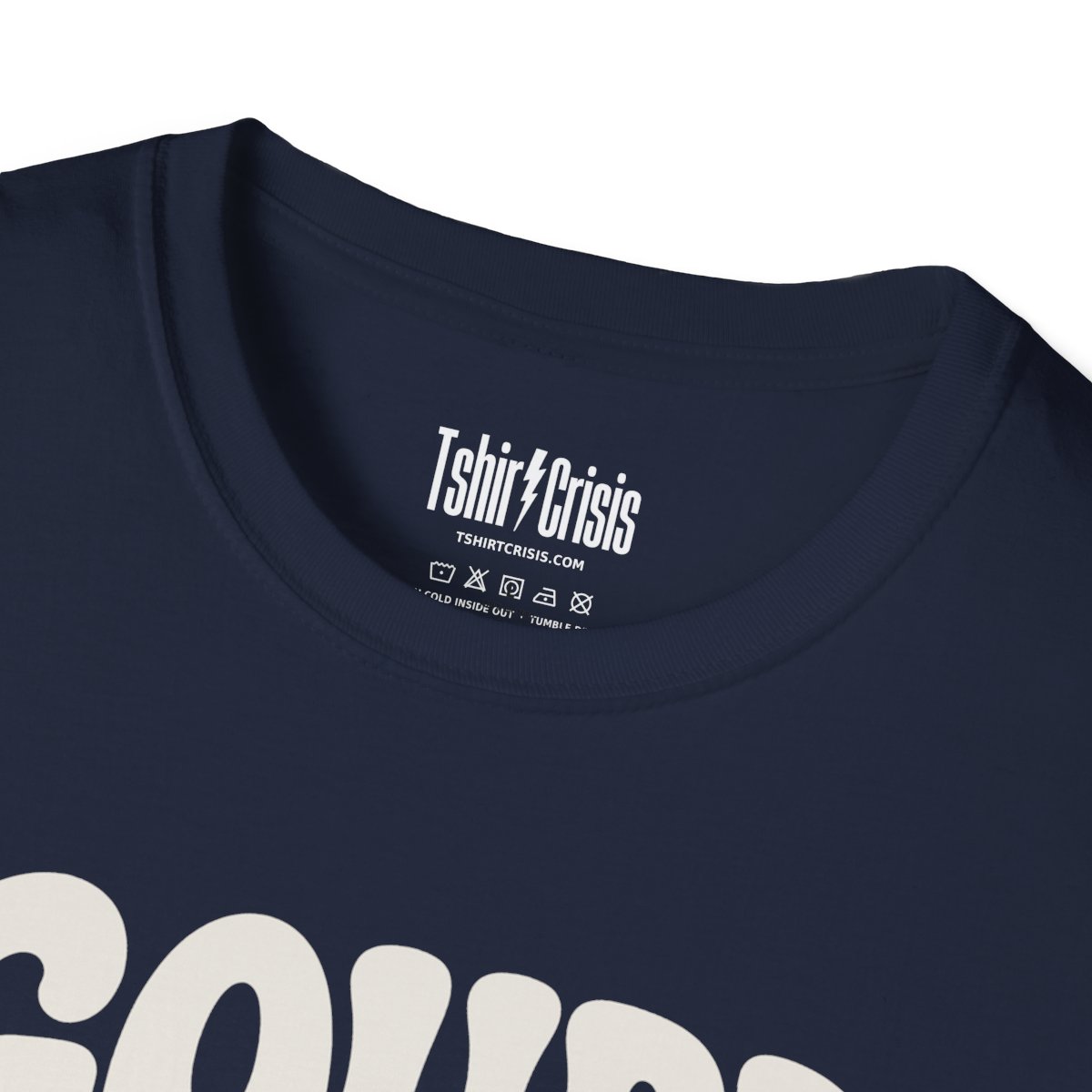 Gourd Vibes Only Halloween T-Shirt in Navy, branded inside neck label