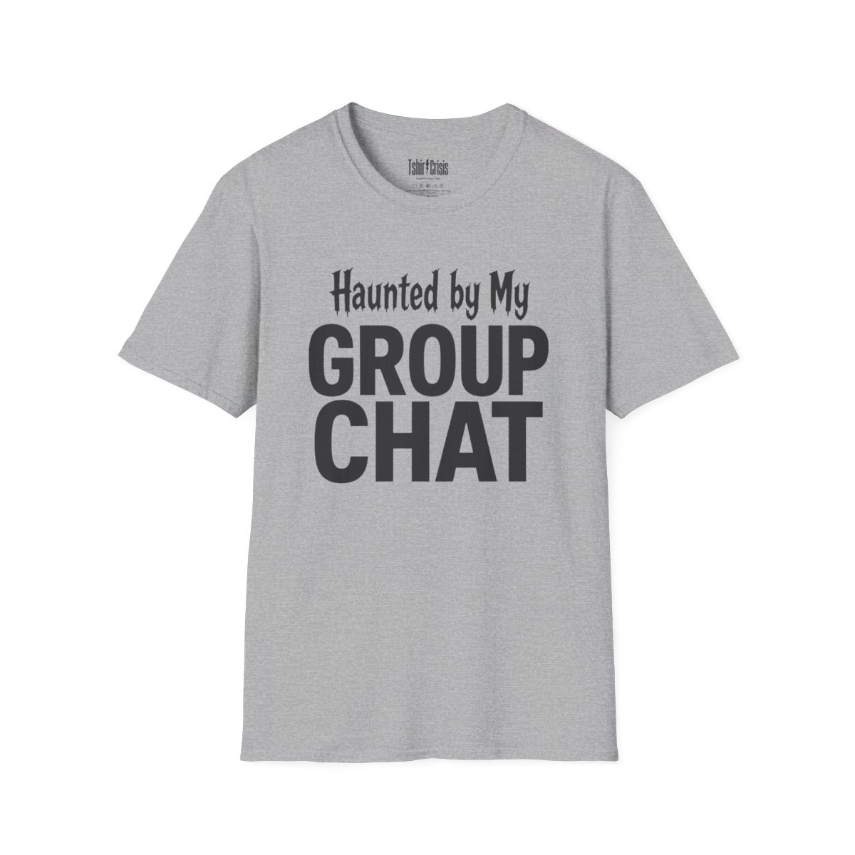 Haunted by My Group Chat Halloween T-Shirt in Sport Grey