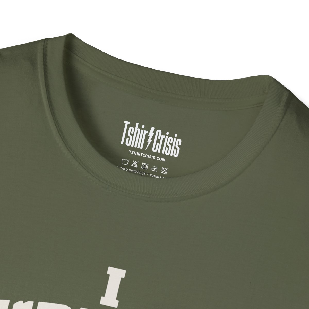 I Survived Thanksgiving Dinner T-Shirt in Military Green, branded inside neck label