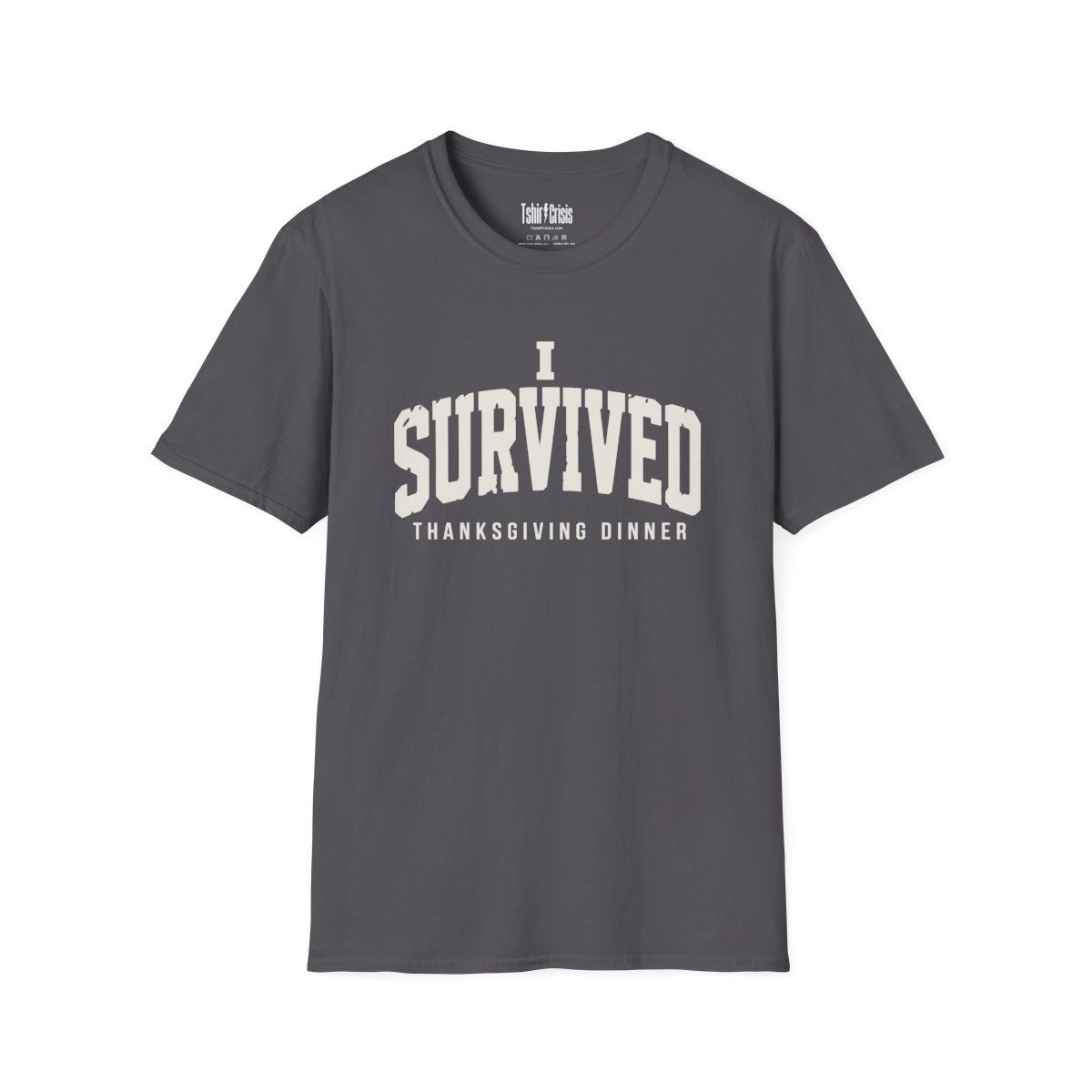 I Survived Thanksgiving Dinner T-Shirt in Charcoal