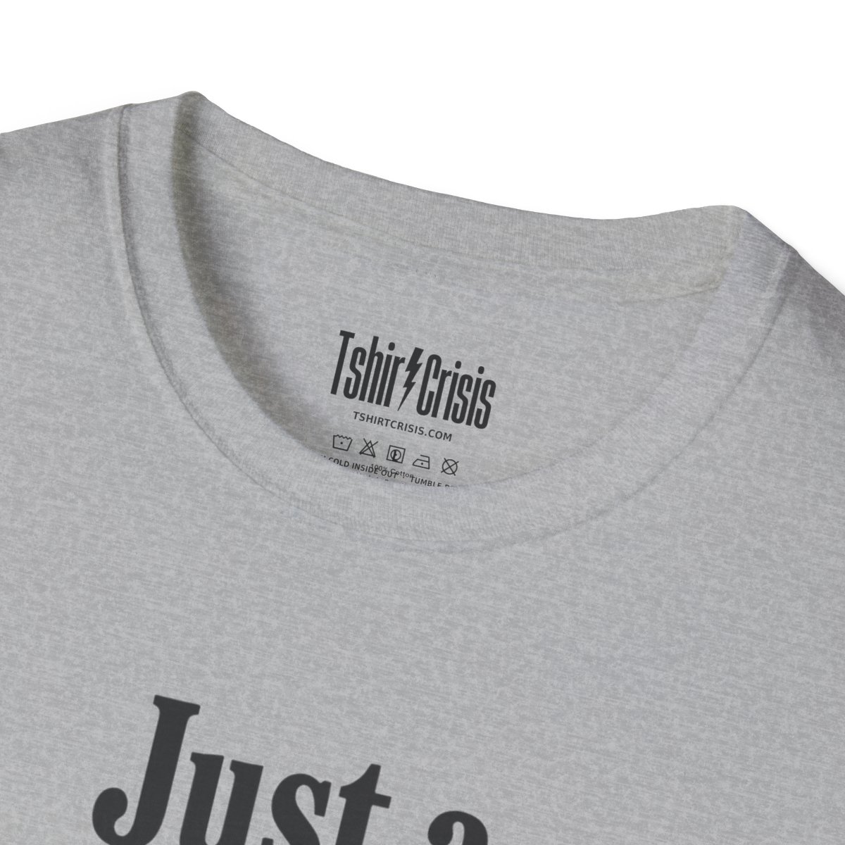 Just a Ghost of My Former Self Halloween T-Shirt in Sport Grey, branded inside neck label