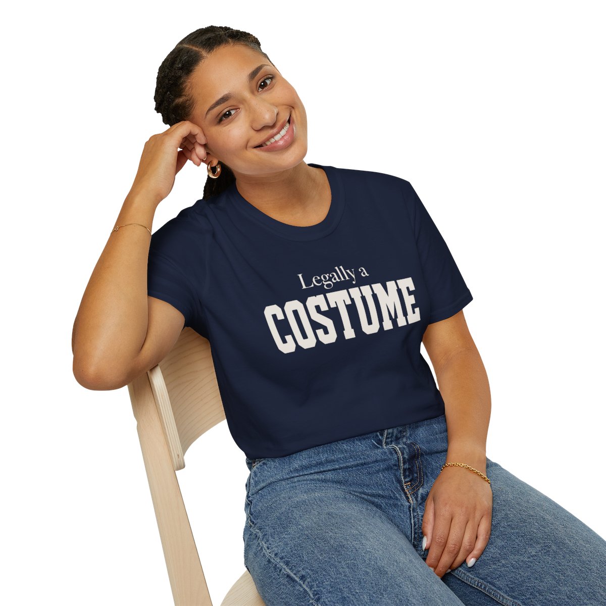 Legally a Costume Halloween T-Shirt in Navy, worn by a model (lifestyle shot)