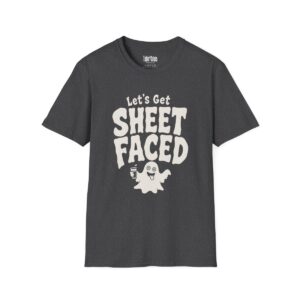 Let's Get Sheet Faced Halloween T-Shirt in Dark Heather