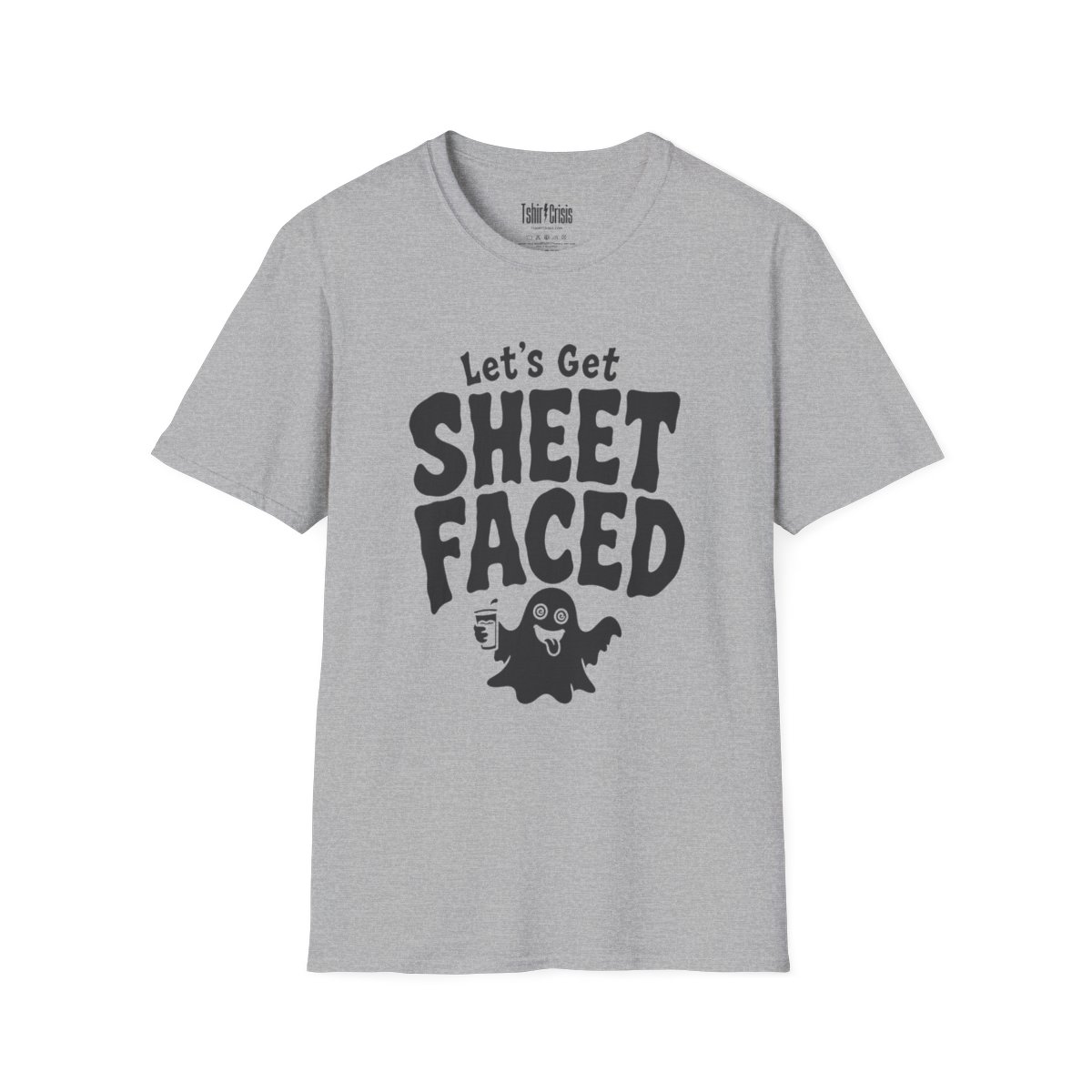 Let's Get Sheet Faced Halloween T-Shirt in Sport Grey