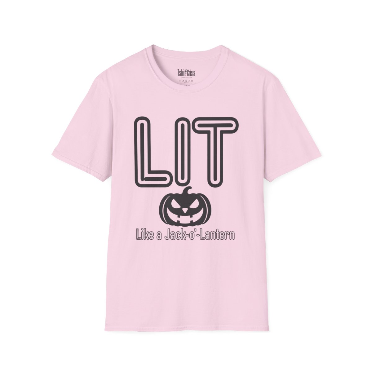 Lit Like a Jack-o'-Lantern Halloween T-Shirt in Light Pink