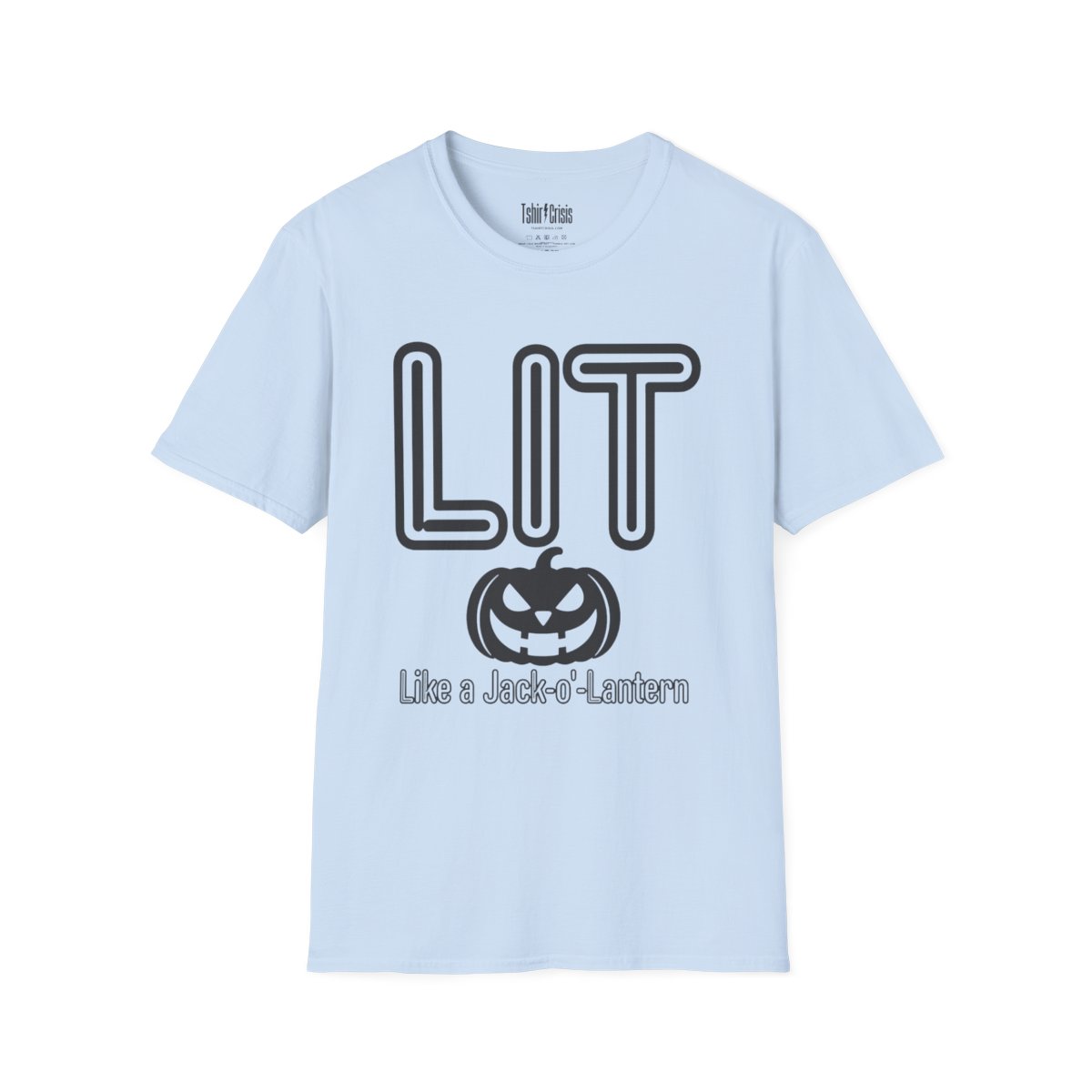 Lit Like a Jack-o'-Lantern Halloween T-Shirt in Light Blue
