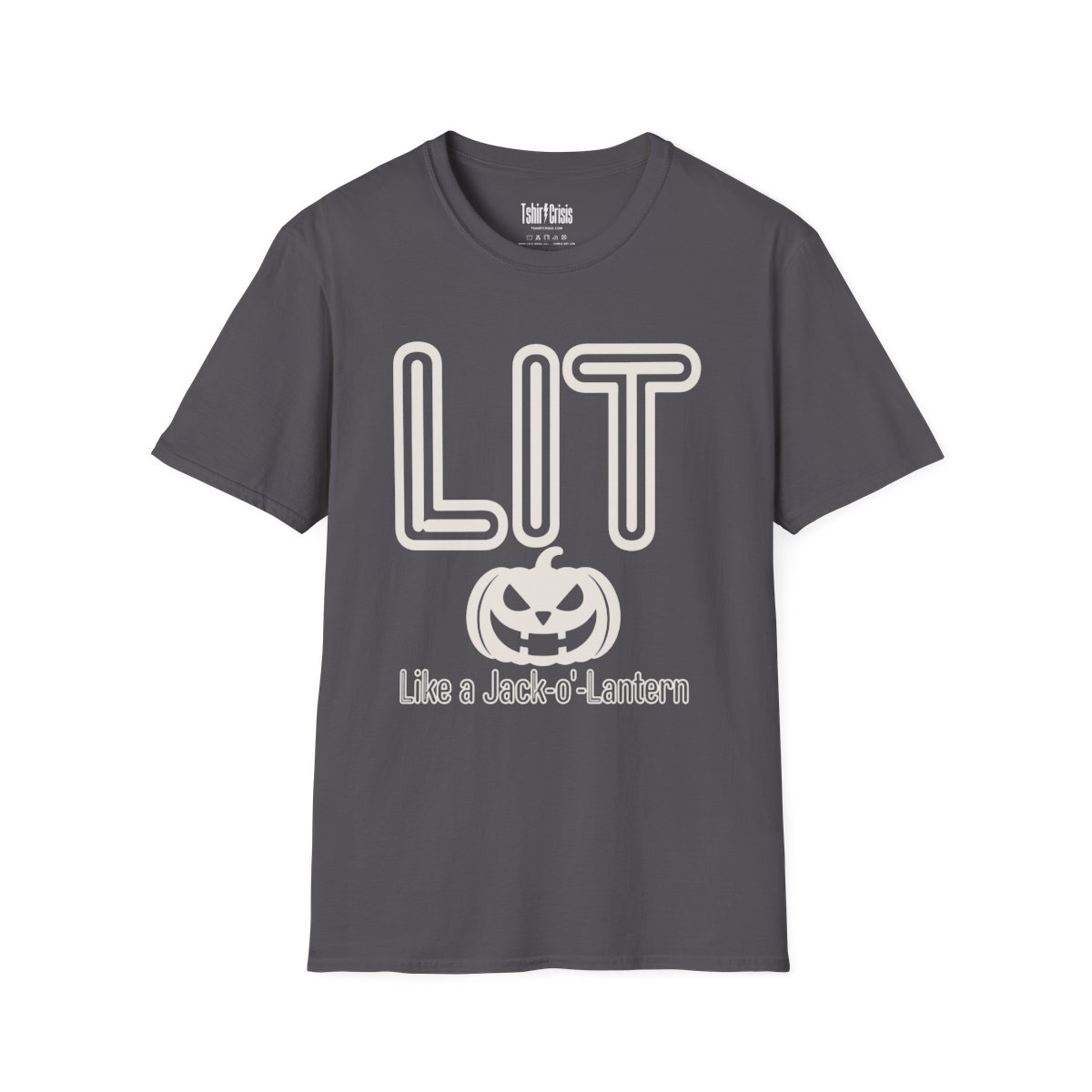 Lit Like a Jack-o'-Lantern Halloween T-Shirt in Charcoal
