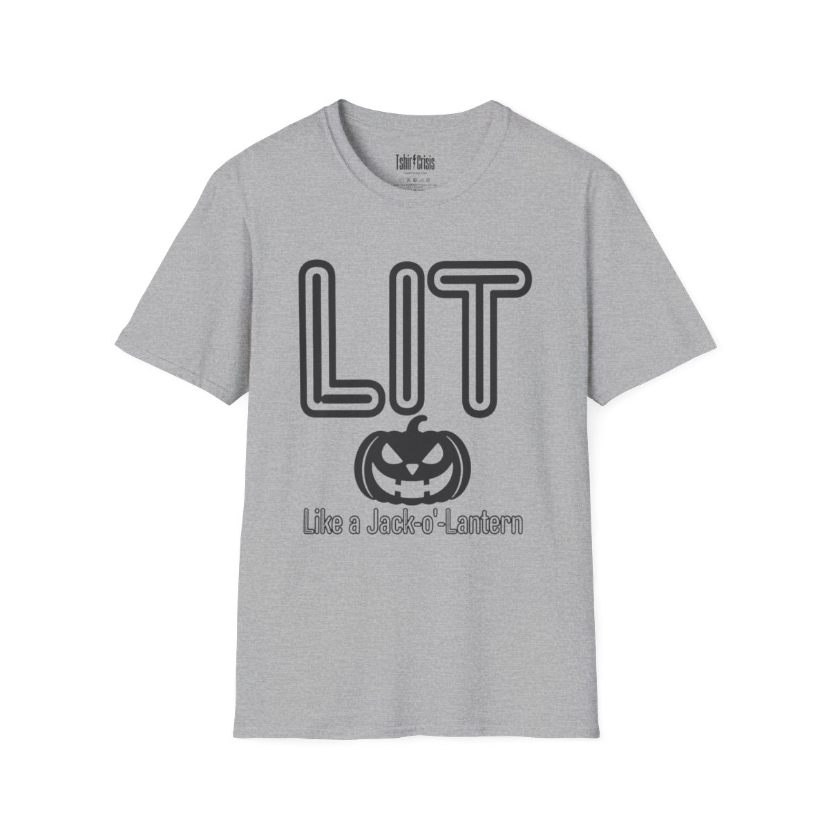 Lit Like a Jack-o'-Lantern Halloween T-Shirt in Sport Grey