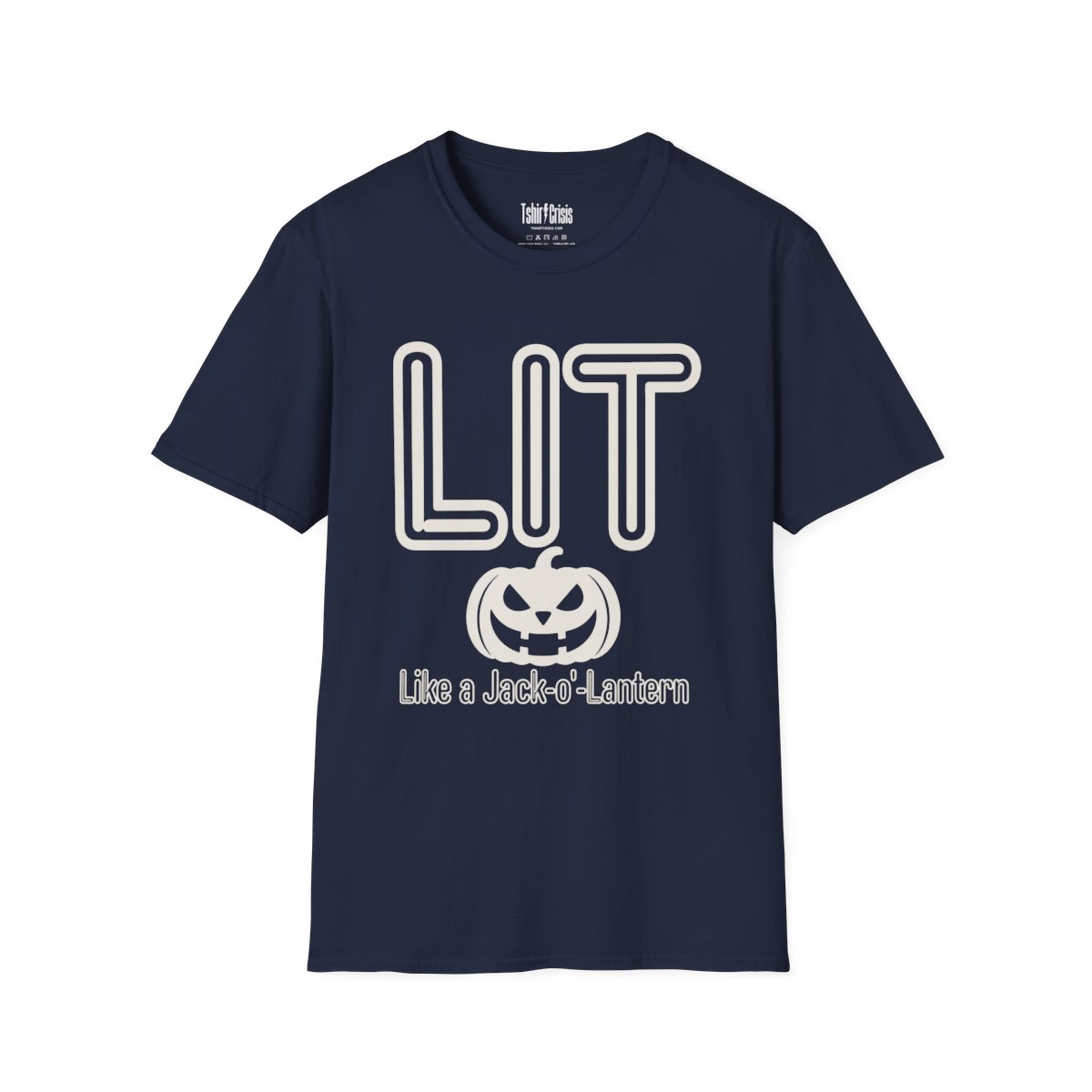 Lit Like a Jack-o'-Lantern Halloween T-Shirt in Navy