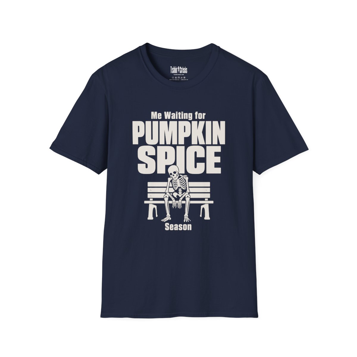 Me Waiting for Pumpkin Spice Season Halloween T-Shirt in Navy