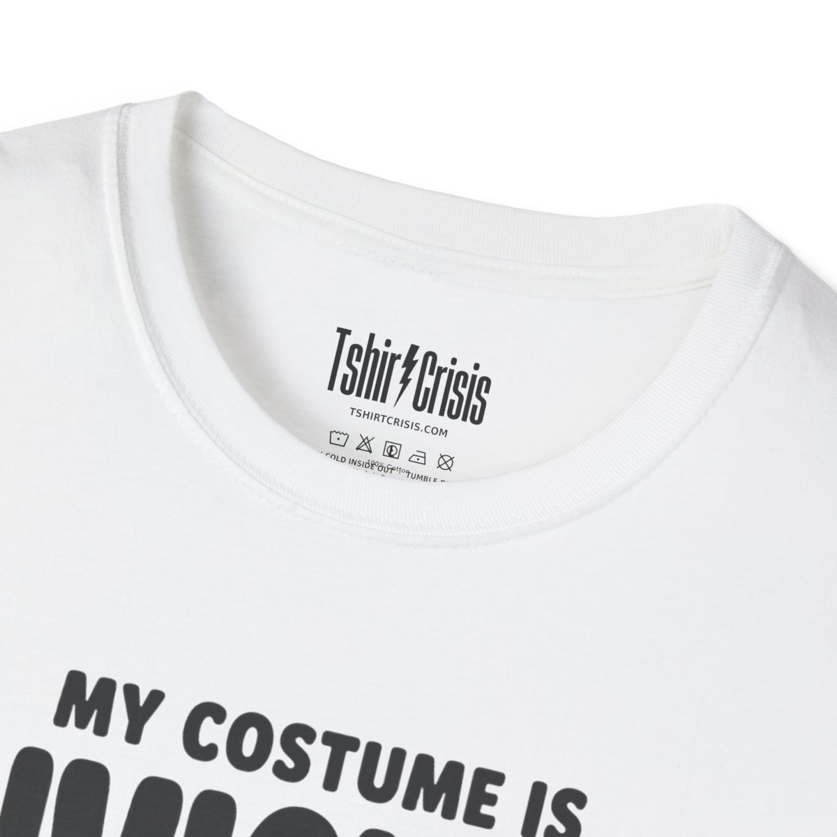 My Costume Is Invisible Halloween T-Shirt in White, branded inside neck label