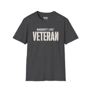 Naughty List Veteran Christmas T-Shirt in Dark Heather