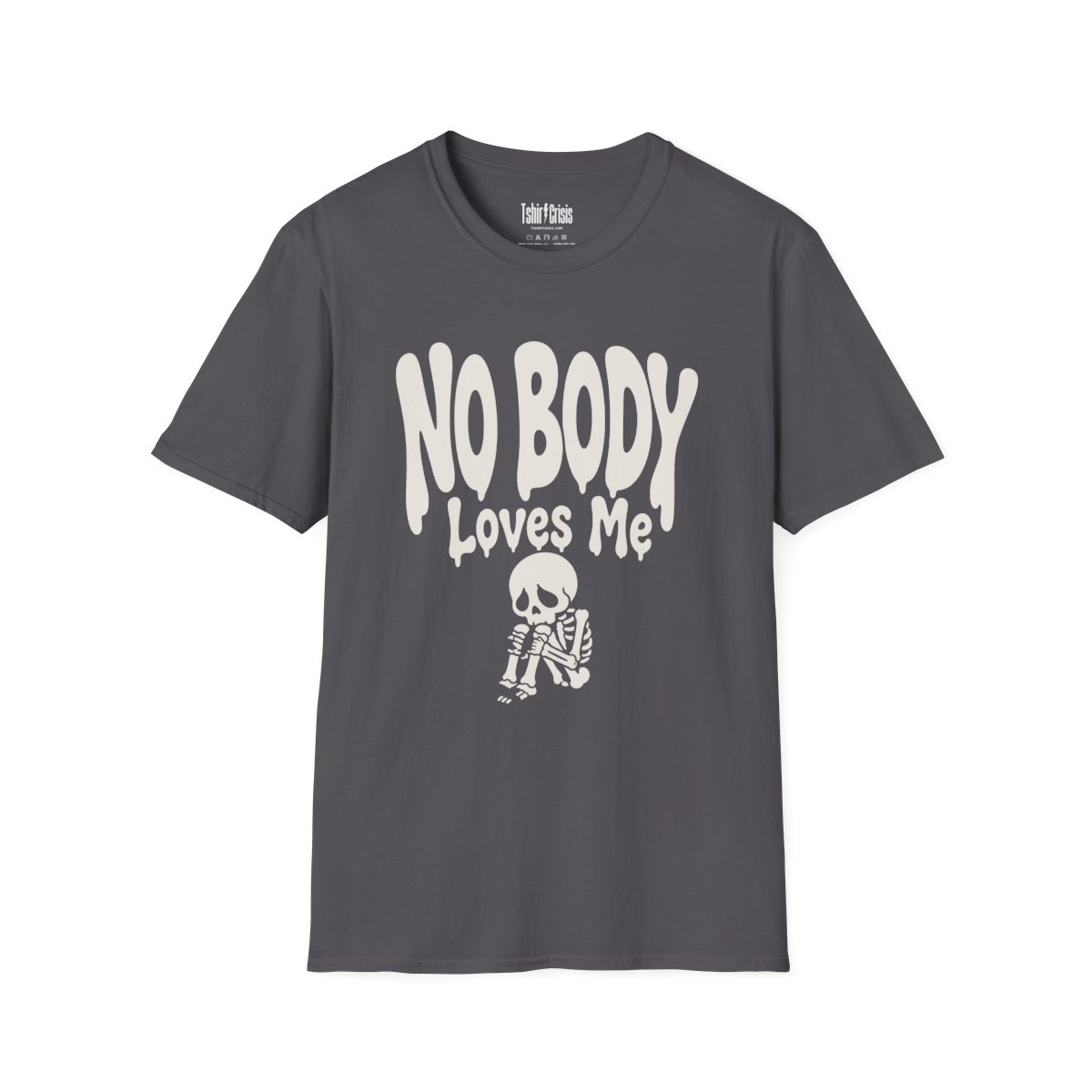 No Body Loves Me Halloween T-Shirt in Charcoal