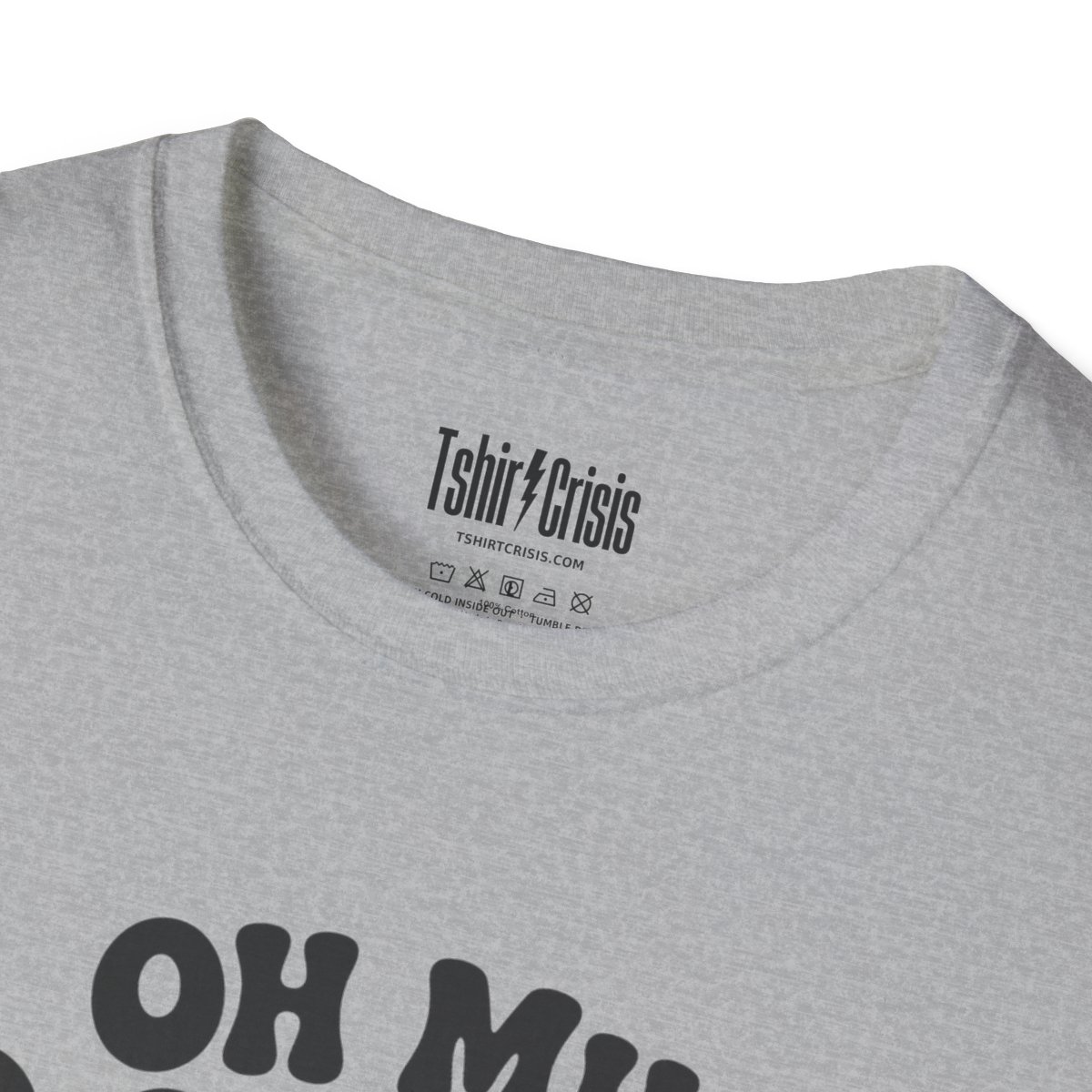 Oh My Gourd Halloween T-Shirt in Sport Grey, branded inside neck label
