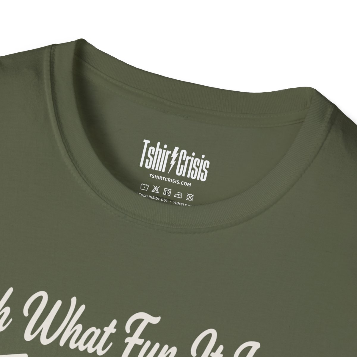 Oh What Fun It Is to Get Drunk Christmas T-Shirt in Military Green, branded inside neck label