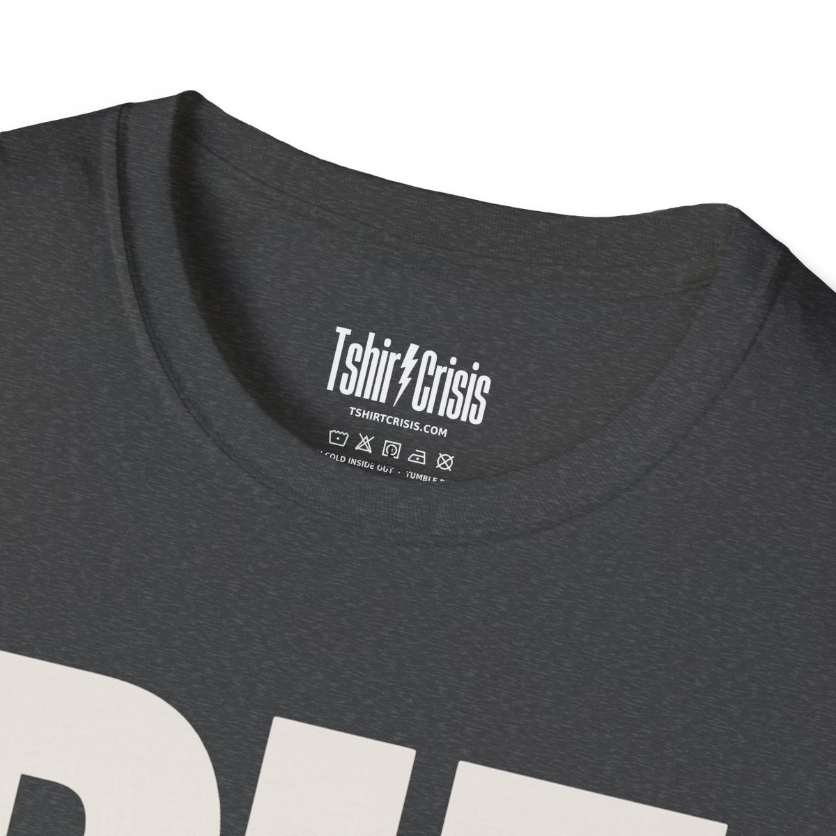 Pie Is a Food Group Thanksgiving T-Shirt in Dark Heather, branded inside neck label