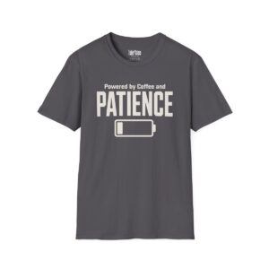 Powered by Coffee and Patience Dad T-Shirt in Charcoal