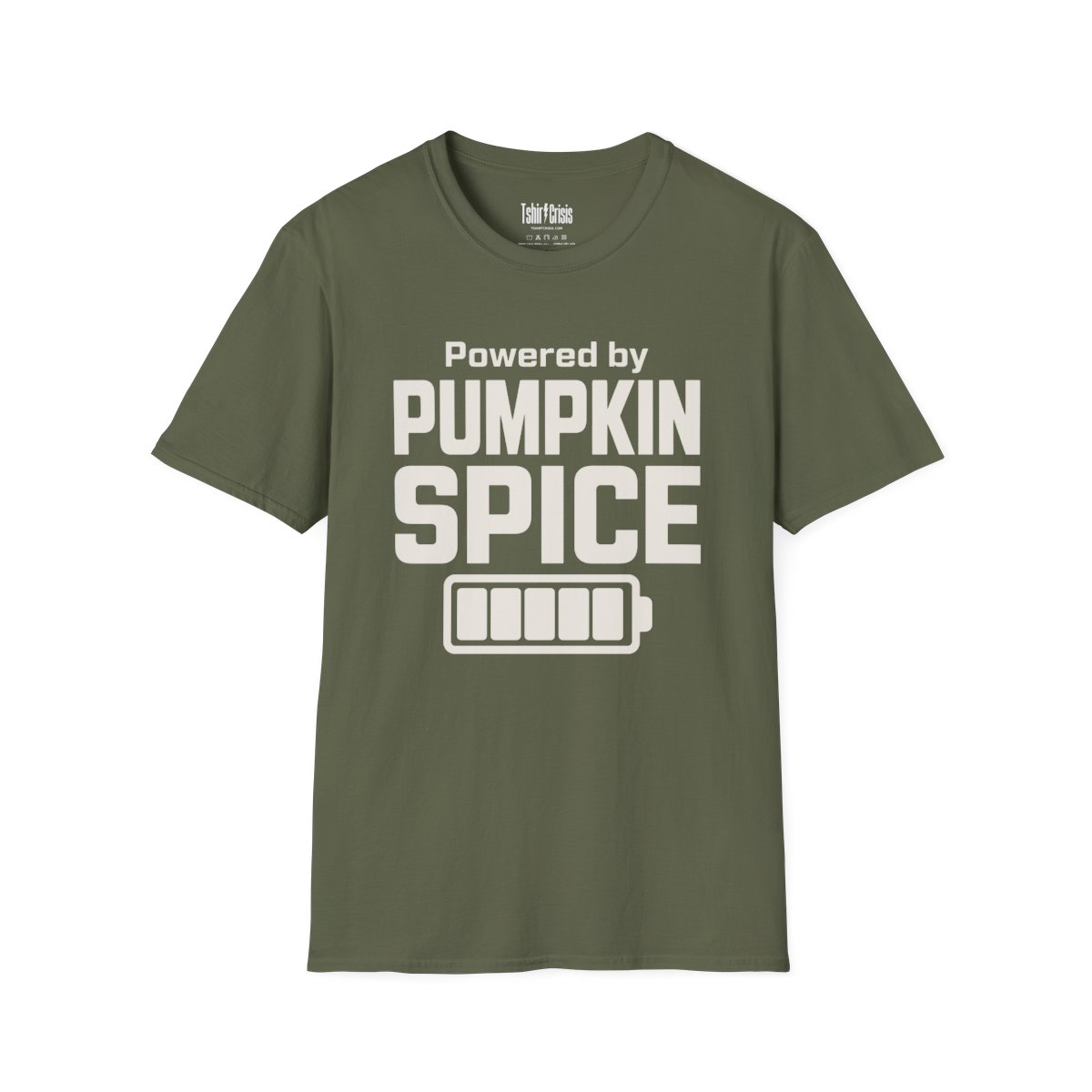 Powered by Pumpkin Spice Halloween T-Shirt in Military Green