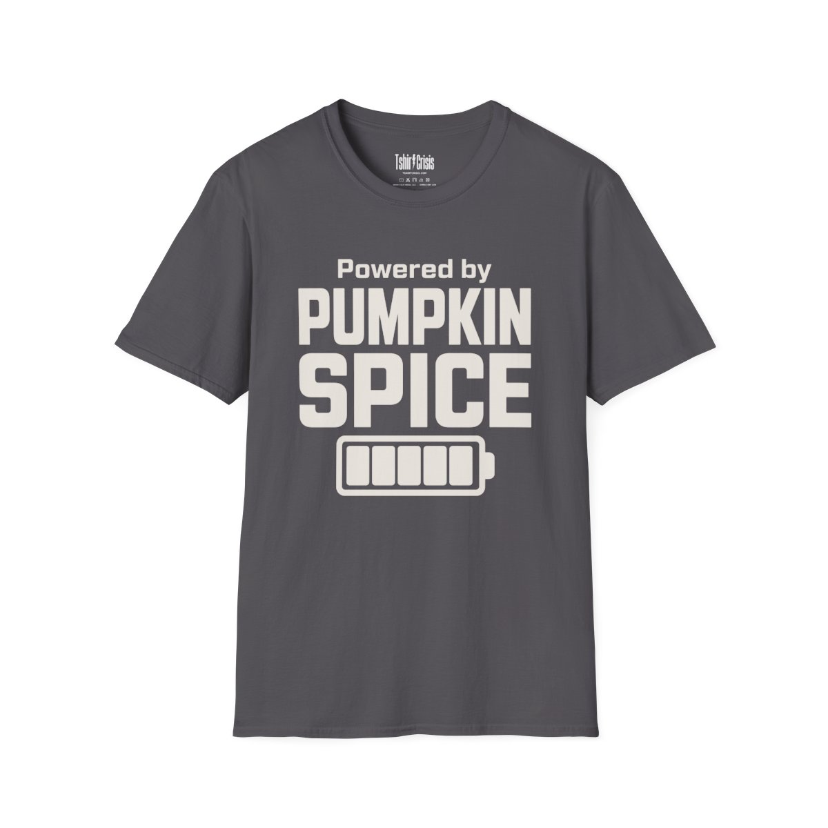 Powered by Pumpkin Spice Halloween T-Shirt in Charcoal