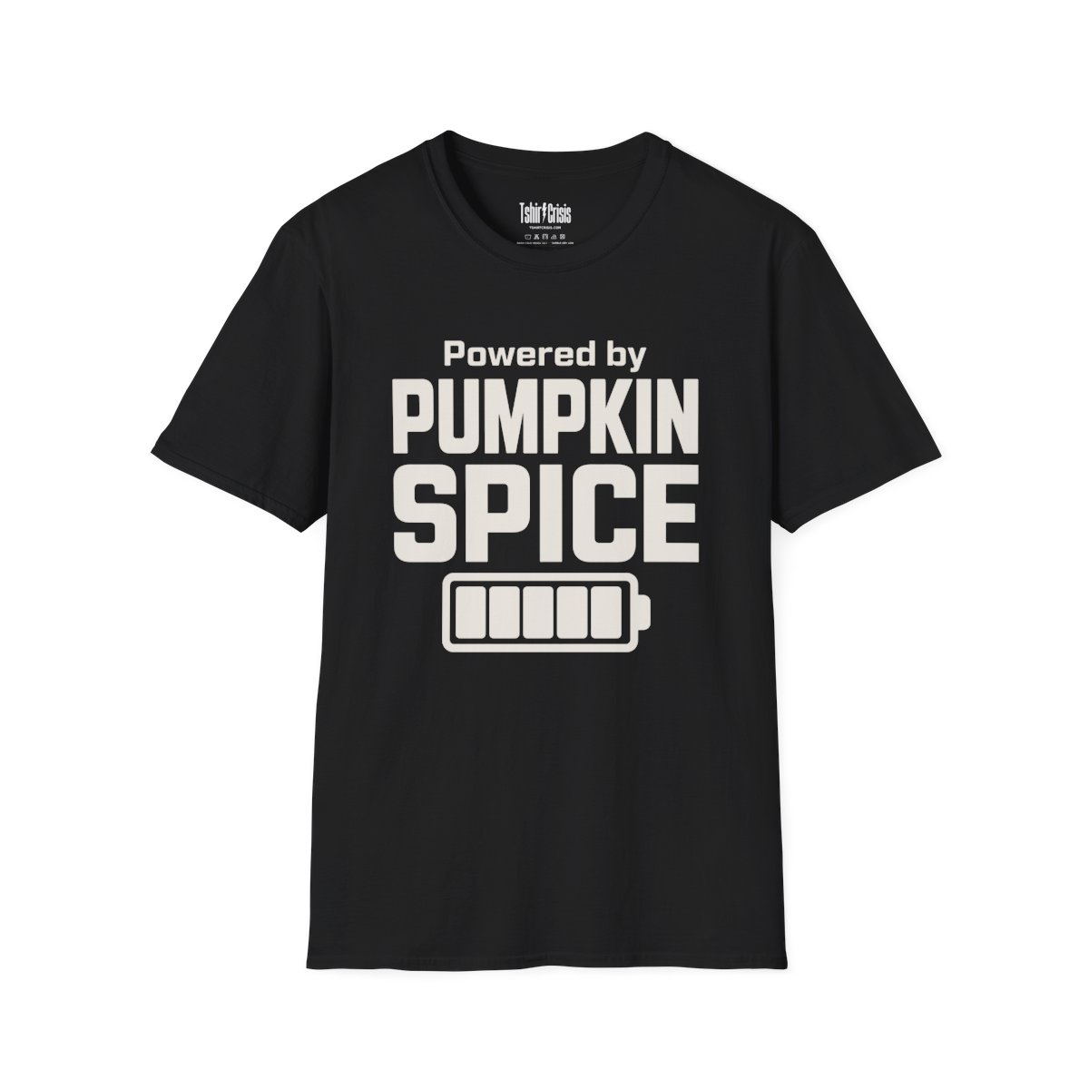 Powered by Pumpkin Spice Halloween T-Shirt in Black