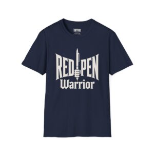 Red Pen Warrior Teacher T-Shirt in Navy