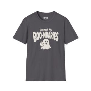 Respect My Boo-ndaries Halloween T-Shirt in Charcoal