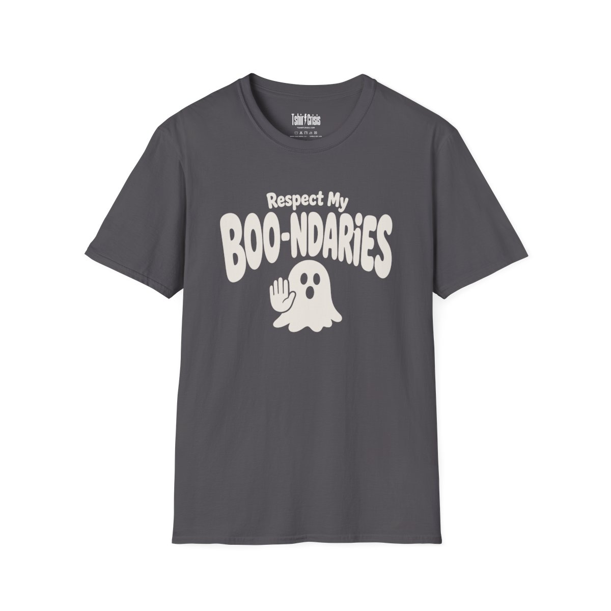 Respect My Boo-ndaries Halloween T-Shirt in Charcoal