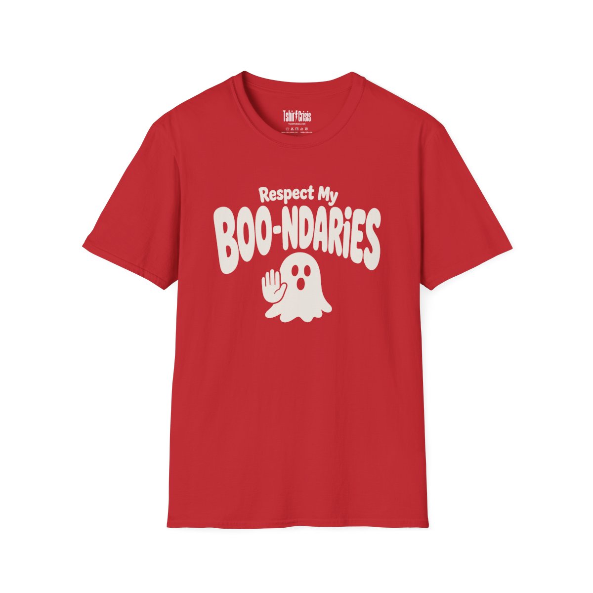 Respect My Boo-ndaries Halloween T-Shirt in Red