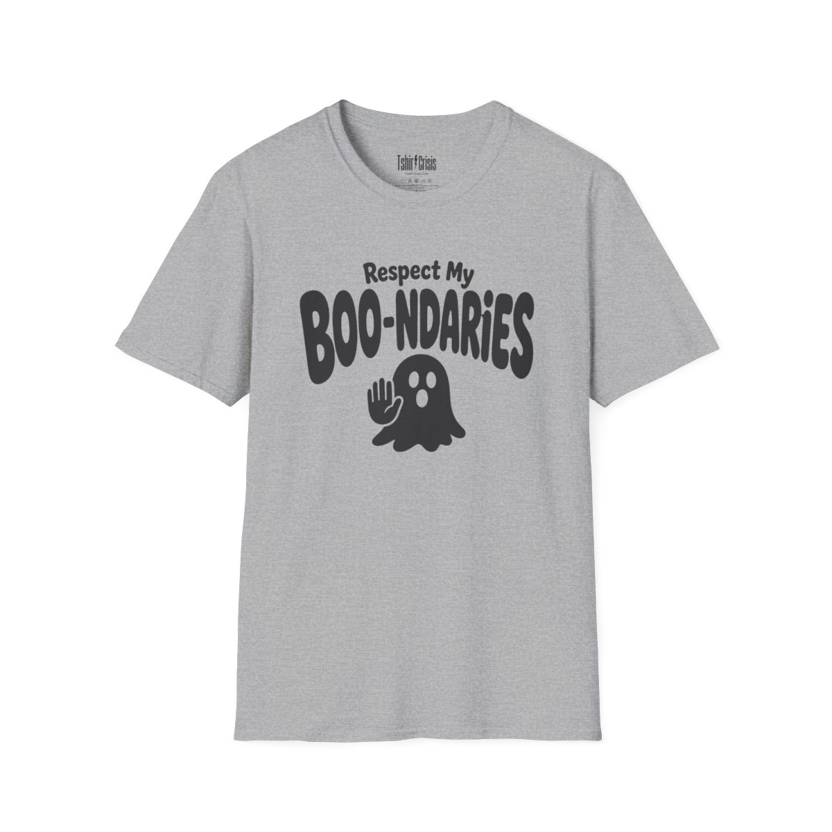 Respect My Boo-ndaries Halloween T-Shirt in Sport Grey